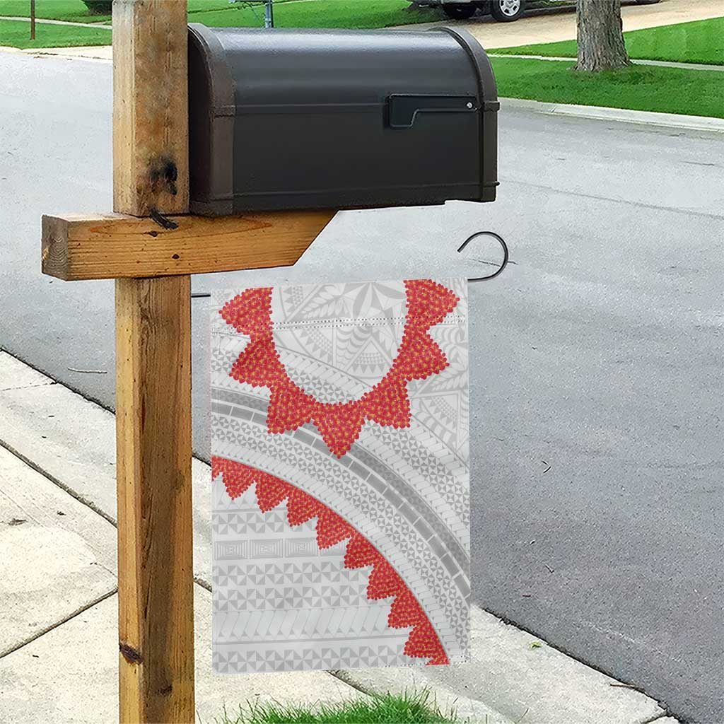 Tonga White Sunday Garden Flag Heilala Flowers Tongan Ngatu Pattern