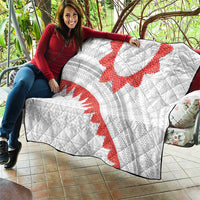 Tonga White Sunday Quilt Heilala Flowers Tongan Ngatu Pattern