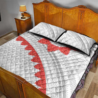 Tonga White Sunday Quilt Bed Set Heilala Flowers Tongan Ngatu Pattern