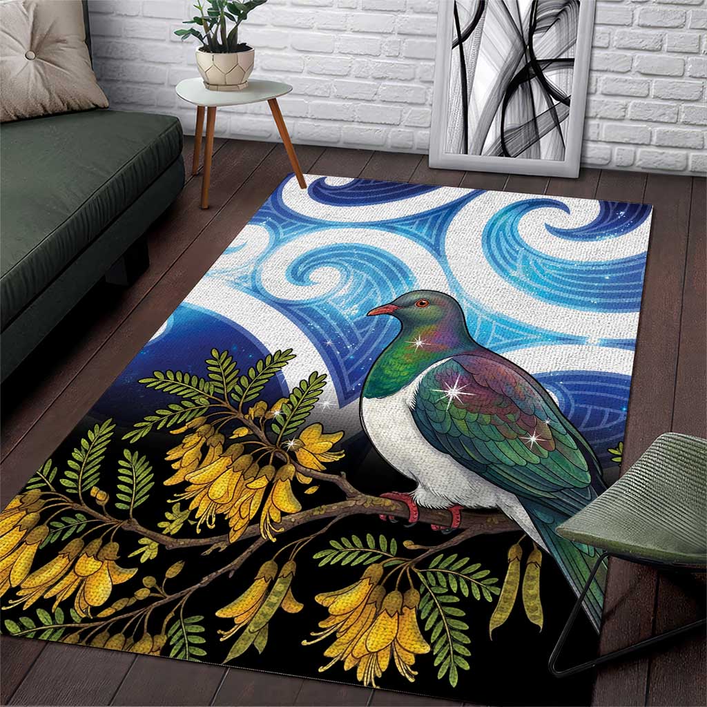 Kekeru New Zealand Matariki Area Rug Kukupa Kowhai Maori New Year Blue Version