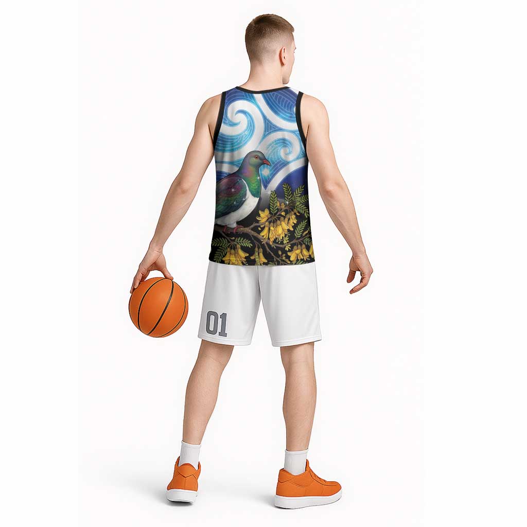 Kekeru New Zealand Matariki Basketball Jersey Kukupa Kowhai Maori New Year Blue Version
