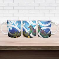 Kekeru New Zealand Matariki Ceramic Mug Kukupa Kowhai Maori New Year Blue Version