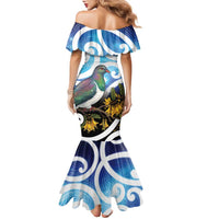 Kekeru New Zealand Matariki Family Matching Mermaid Dress and Hawaiian Shirt Kukupa Kowhai Maori New Year Blue Version