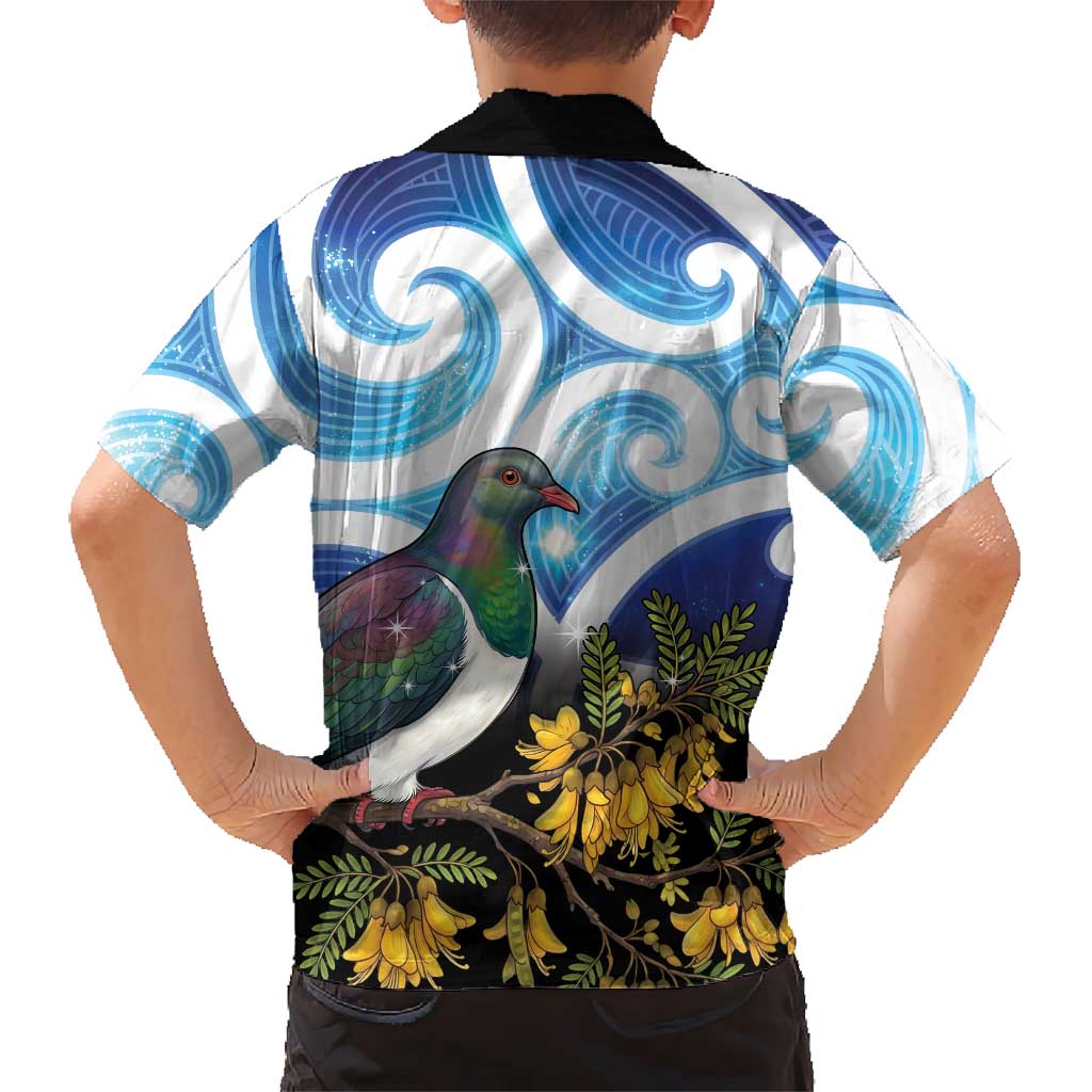 Kekeru New Zealand Matariki Family Matching Summer Maxi Dress and Hawaiian Shirt Kukupa Kowhai Maori New Year Blue Version LT14 - Polynesian Pride