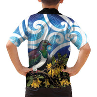 Kekeru New Zealand Matariki Family Matching Summer Maxi Dress and Hawaiian Shirt Kukupa Kowhai Maori New Year Blue Version LT14 - Polynesian Pride