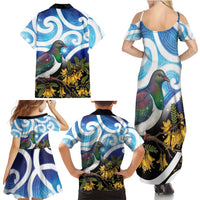 Kekeru New Zealand Matariki Family Matching Summer Maxi Dress and Hawaiian Shirt Kukupa Kowhai Maori New Year Blue Version LT14 - Polynesian Pride
