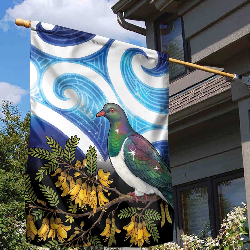 Kekeru New Zealand Matariki Garden Flag Kukupa Kowhai Maori New Year Blue Version LT14 - Polynesian Pride