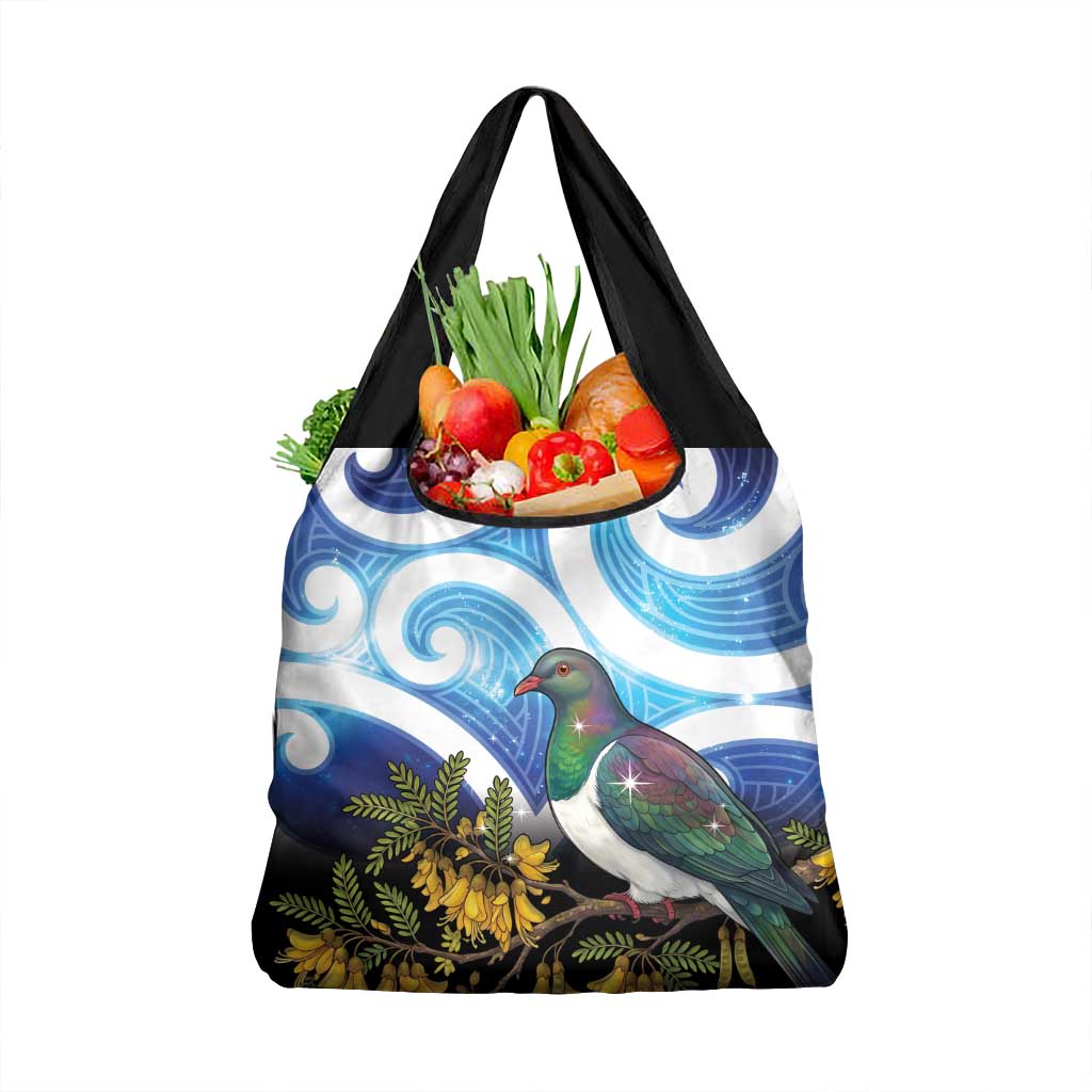 Kekeru New Zealand Matariki Grocery Bag Kukupa Kowhai Maori New Year Blue Version LT14 1-pack One Size Blue - Polynesian Pride