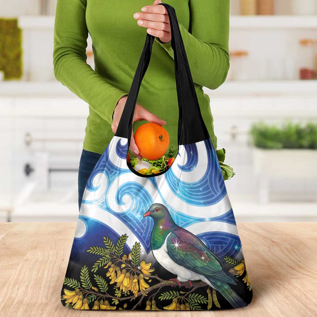 Kekeru New Zealand Matariki Grocery Bag Kukupa Kowhai Maori New Year Blue Version LT14 - Polynesian Pride