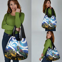 Kekeru New Zealand Matariki Grocery Bag Kukupa Kowhai Maori New Year Blue Version LT14 - Polynesian Pride