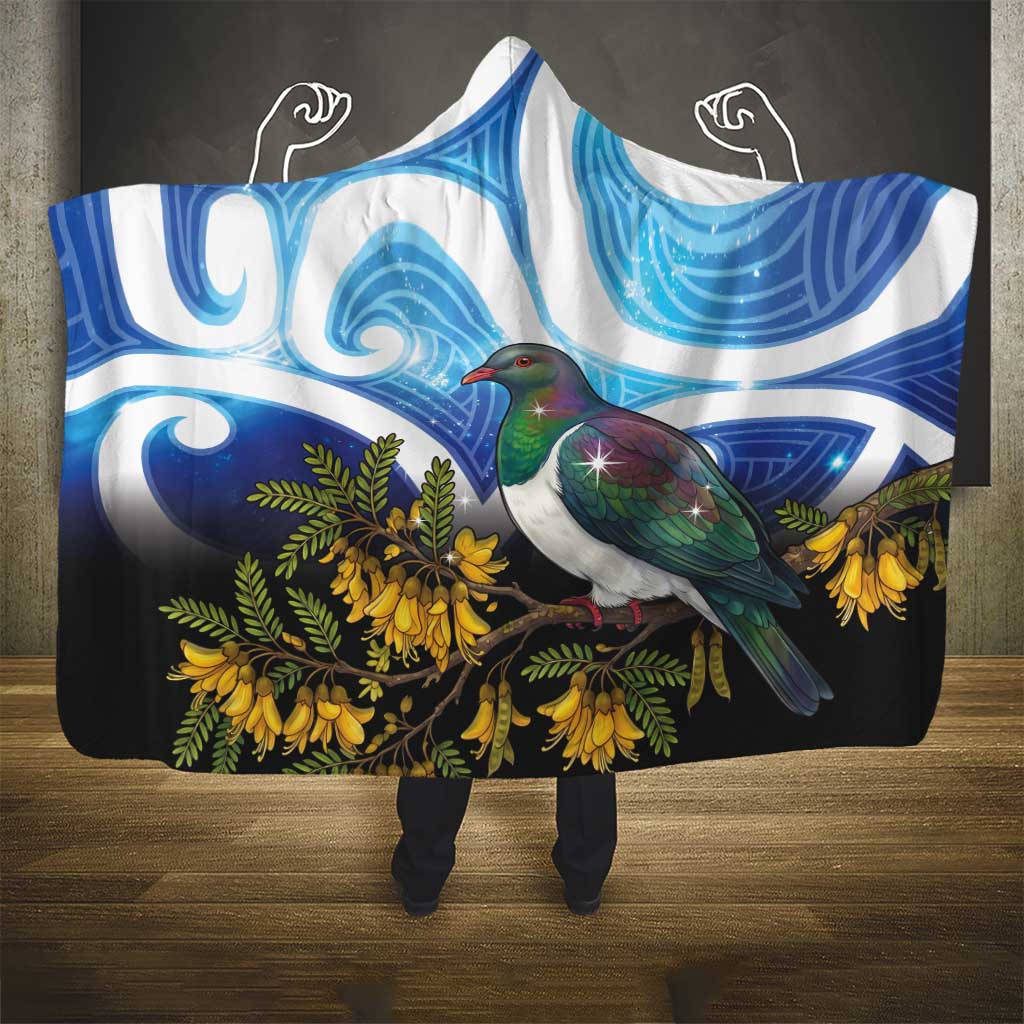 Kekeru New Zealand Matariki Hooded Blanket Kukupa Kowhai Maori New Year Blue Version LT14 - Polynesian Pride