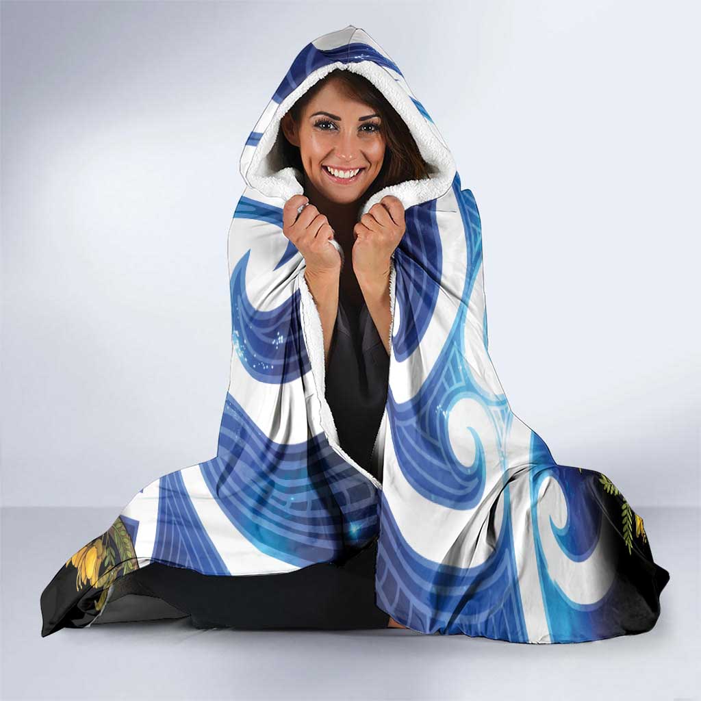 Kekeru New Zealand Matariki Hooded Blanket Kukupa Kowhai Maori New Year Blue Version LT14 - Polynesian Pride