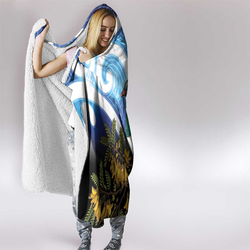 Kekeru New Zealand Matariki Hooded Blanket Kukupa Kowhai Maori New Year Blue Version LT14 - Polynesian Pride