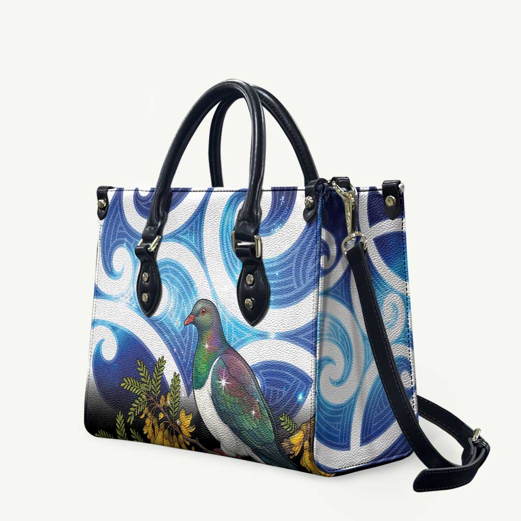 Kekeru New Zealand Matariki Leather Bag Kukupa Kowhai Maori New Year Blue Version
