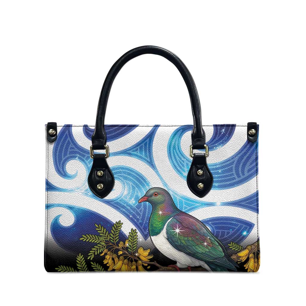 Kekeru New Zealand Matariki Leather Bag Kukupa Kowhai Maori New Year Blue Version