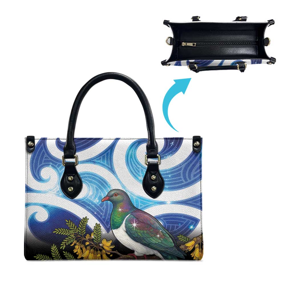 Kekeru New Zealand Matariki Leather Bag Kukupa Kowhai Maori New Year Blue Version