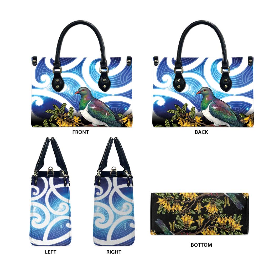 Kekeru New Zealand Matariki Leather Bag Kukupa Kowhai Maori New Year Blue Version