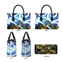 Kekeru New Zealand Matariki Leather Bag Kukupa Kowhai Maori New Year Blue Version