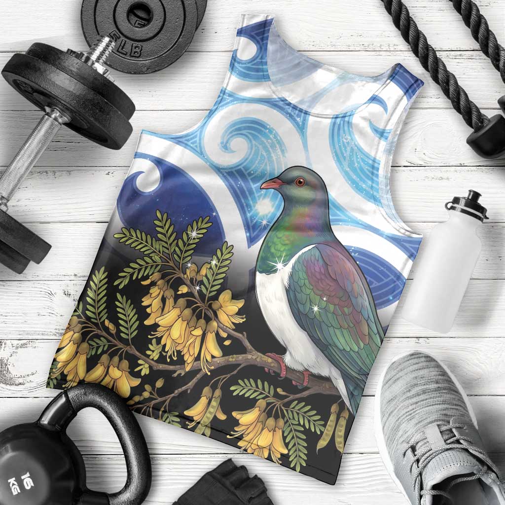 Kekeru New Zealand Matariki Men Tank Top Kukupa Kowhai Maori New Year Blue Version LT14 - Polynesian Pride