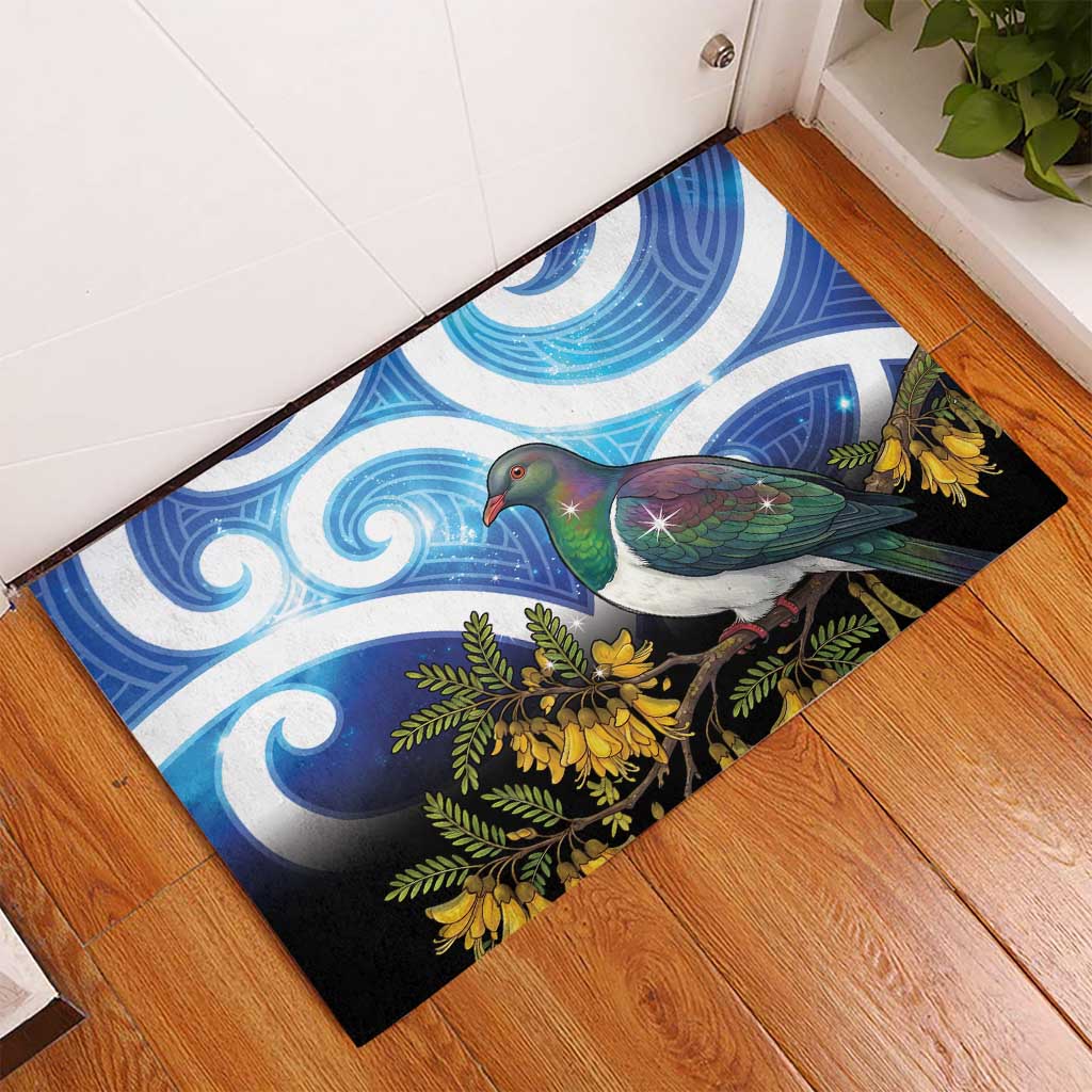 Kekeru New Zealand Matariki Rubber Doormat Kukupa Kowhai Maori New Year Blue Version