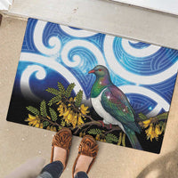 Kekeru New Zealand Matariki Rubber Doormat Kukupa Kowhai Maori New Year Blue Version