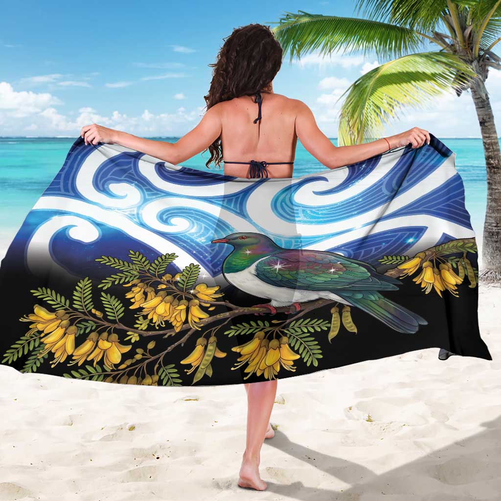 Kekeru New Zealand Matariki Sarong Kukupa Kowhai Maori New Year Blue Version