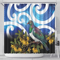 Kekeru New Zealand Matariki Shower Curtain Kukupa Kowhai Maori New Year Blue Version LT14 - Polynesian Pride