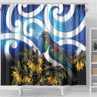 Kekeru New Zealand Matariki Shower Curtain Kukupa Kowhai Maori New Year Blue Version LT14 - Polynesian Pride