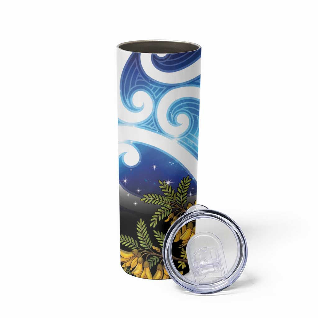 Kekeru New Zealand Matariki Skinny Tumbler Kukupa Kowhai Maori New Year Blue Version