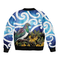 Kekeru New Zealand Matariki Sleeve Zip Bomber Jacket Kukupa Kowhai Maori New Year Blue Version