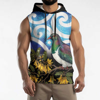 Kekeru New Zealand Matariki Sleeveless Hoodie Kukupa Kowhai Maori New Year Blue Version
