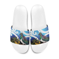 Kekeru New Zealand Matariki Slide Sandals Kukupa Kowhai Maori New Year Blue Version