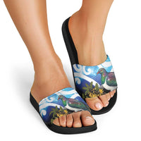 Kekeru New Zealand Matariki Slide Sandals Kukupa Kowhai Maori New Year Blue Version