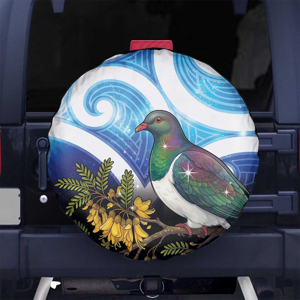 Kekeru New Zealand Matariki Spare Tire Cover Kukupa Kowhai Maori New Year Blue Version