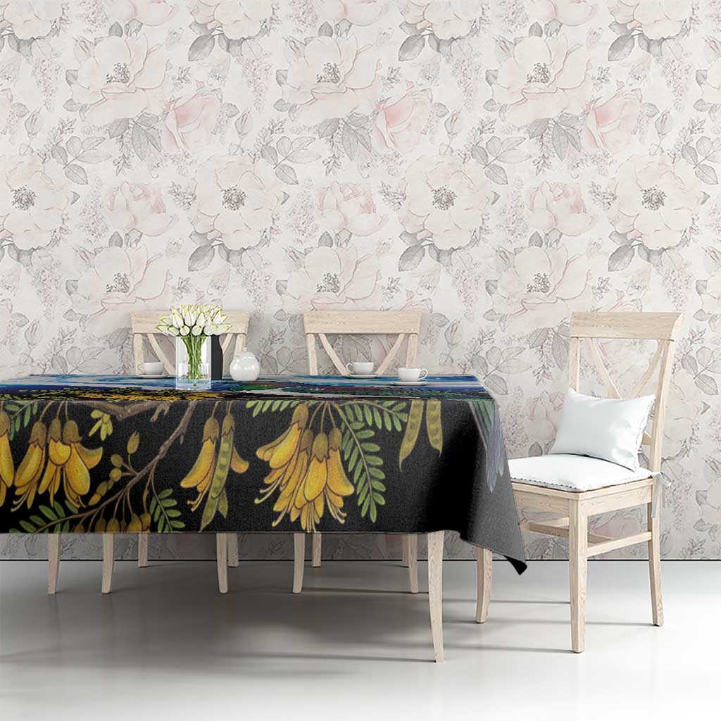 Kekeru New Zealand Matariki Tablecloth Kukupa Kowhai Maori New Year Blue Version LT14 - Polynesian Pride