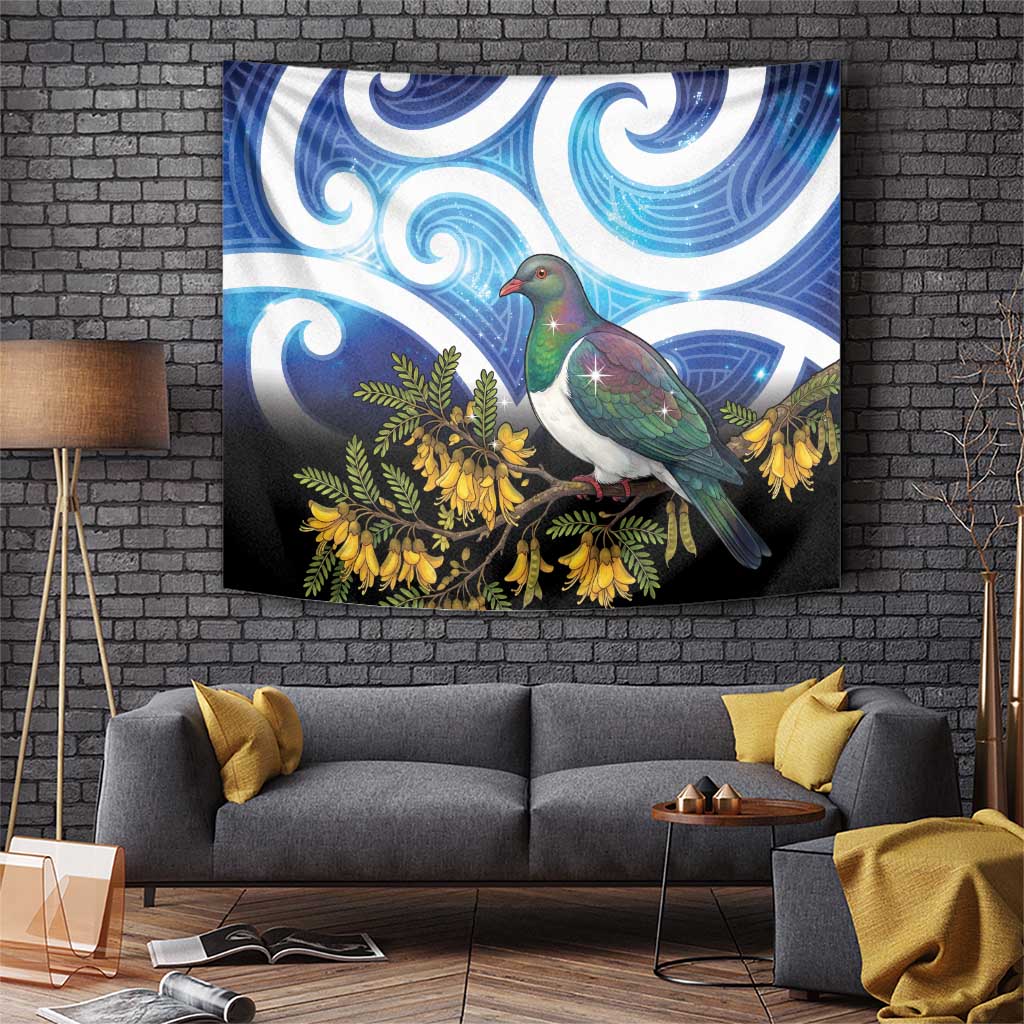 Kekeru New Zealand Matariki Tapestry Kukupa Kowhai Maori New Year Blue Version