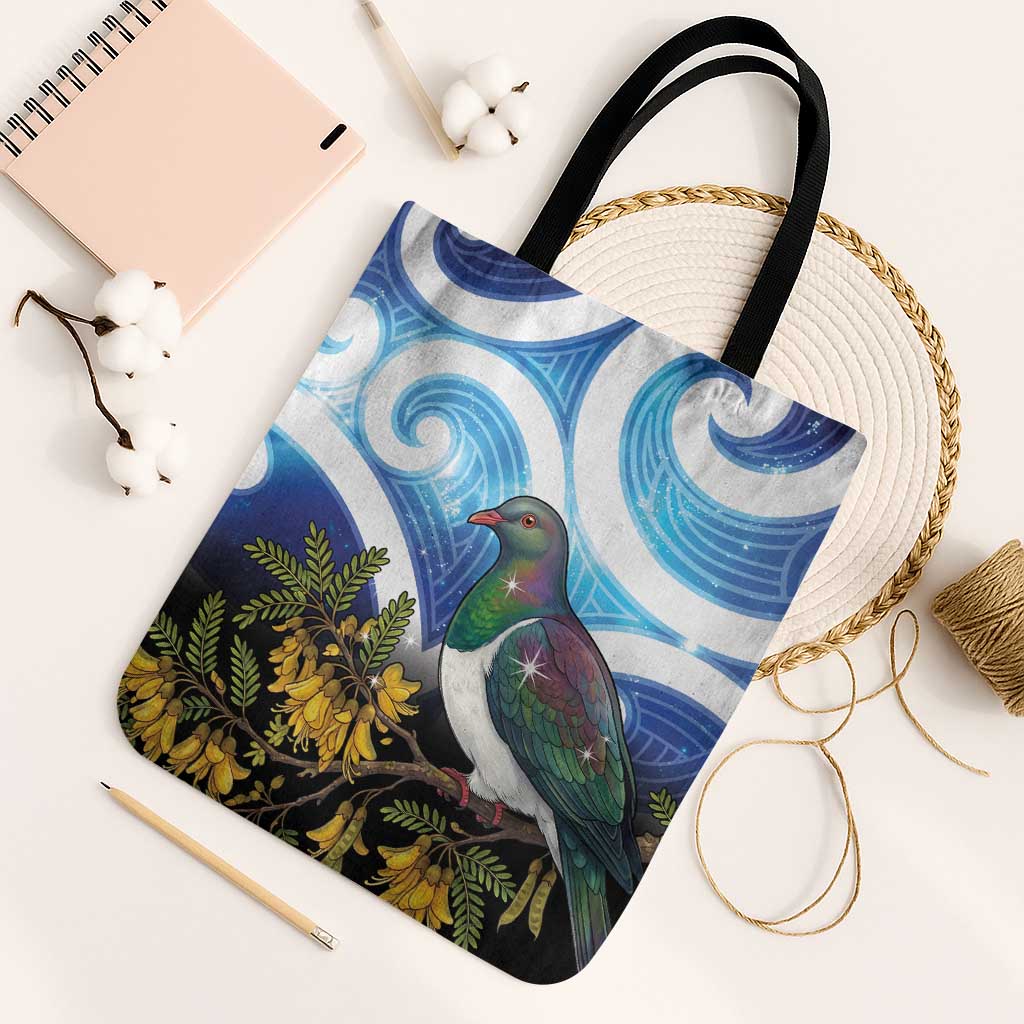 Kekeru New Zealand Matariki Tote Bag Kukupa Kowhai Maori New Year Blue Version