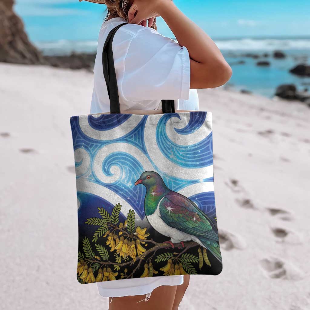 Kekeru New Zealand Matariki Tote Bag Kukupa Kowhai Maori New Year Blue Version