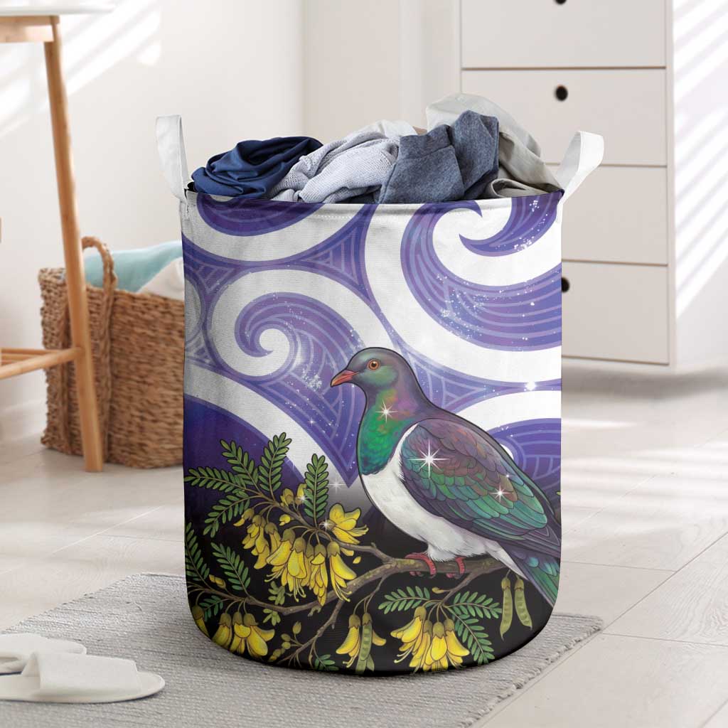 Kekeru New Zealand Matariki Laundry Basket Kukupa Kowhai Maori New Year Purple Version LT14 Purple - Polynesian Pride