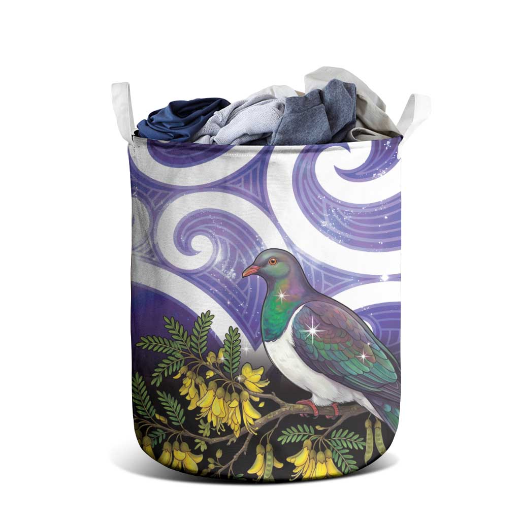 Kekeru New Zealand Matariki Laundry Basket Kukupa Kowhai Maori New Year Purple Version LT14 - Polynesian Pride