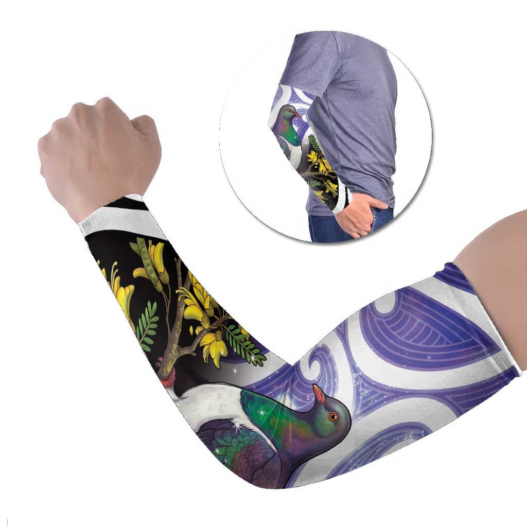 Kekeru New Zealand Matariki Arm Sleeves Kukupa Kowhai Maori New Year Purple Version LT14 Set of 2 Purple - Polynesian Pride
