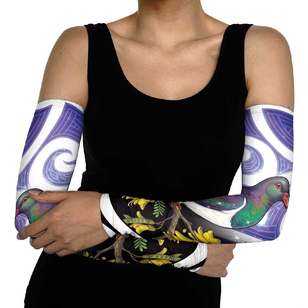 Kekeru New Zealand Matariki Arm Sleeves Kukupa Kowhai Maori New Year Purple Version LT14 - Polynesian Pride