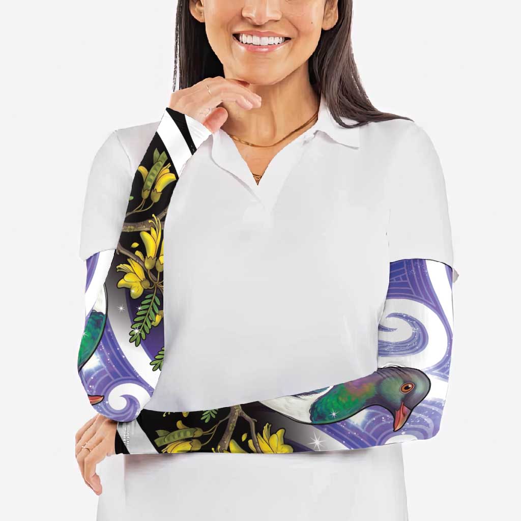 Kekeru New Zealand Matariki Arm Sleeves Kukupa Kowhai Maori New Year Purple Version LT14 - Polynesian Pride
