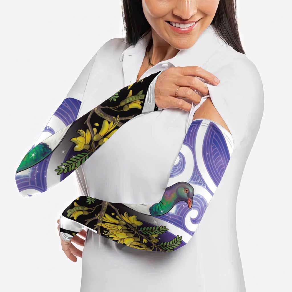Kekeru New Zealand Matariki Arm Sleeves Kukupa Kowhai Maori New Year Purple Version LT14 - Polynesian Pride