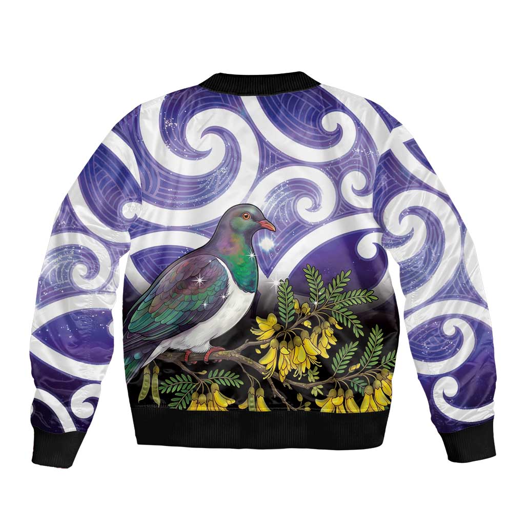 Kekeru New Zealand Matariki Bomber Jacket Kukupa Kowhai Maori New Year Purple Version