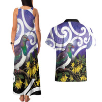 Kekeru New Zealand Matariki Couples Matching Tank Maxi Dress and Hawaiian Shirt Kukupa Kowhai Maori New Year Purple Version