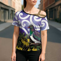 Kekeru New Zealand Matariki Cross Shoulder Shirt Kukupa Kowhai Maori New Year Purple Version