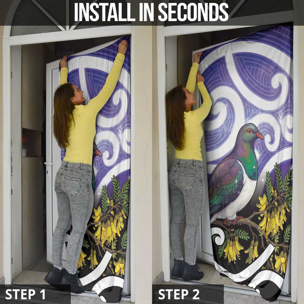 Kekeru New Zealand Matariki Door Cover Kukupa Kowhai Maori New Year Purple Version