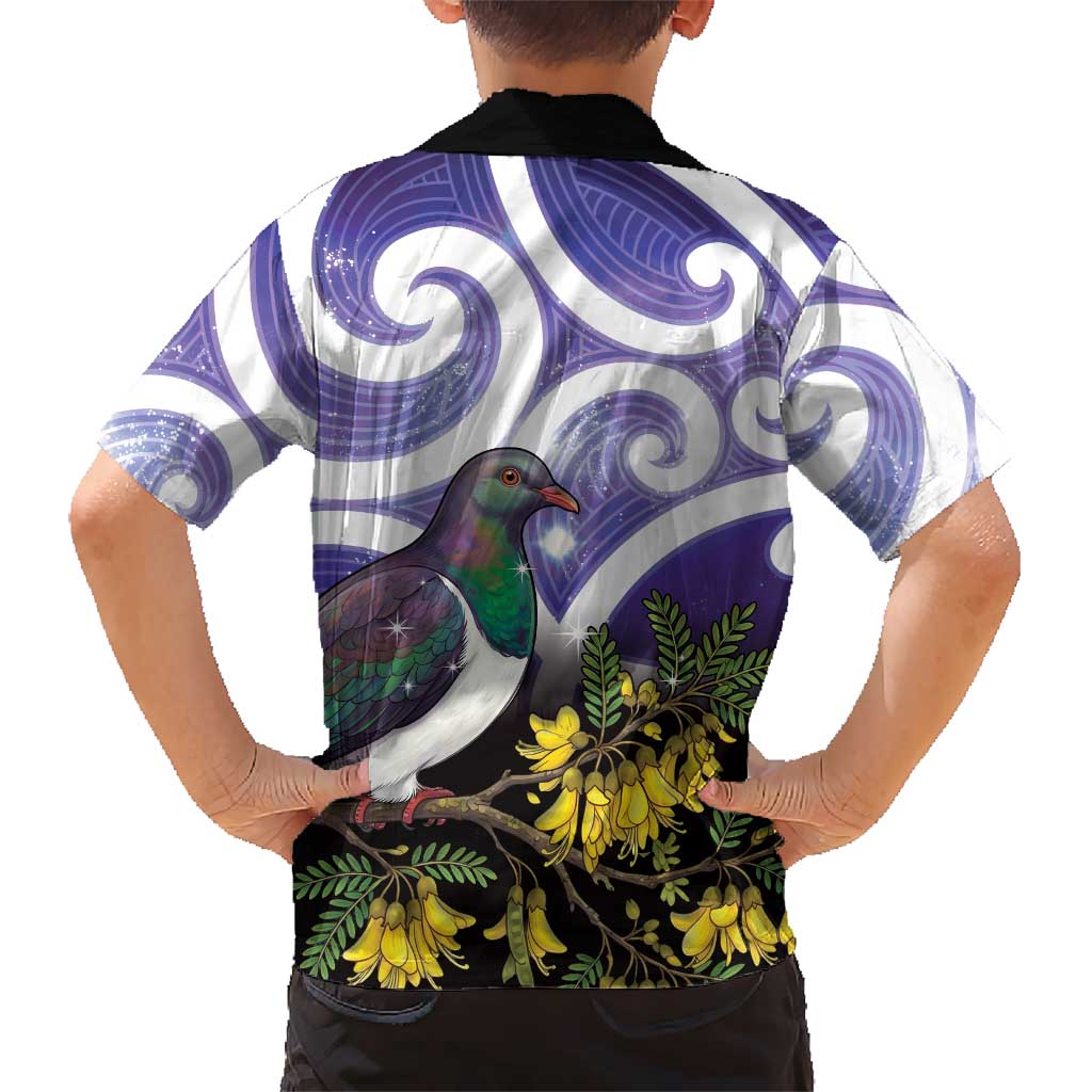 Kekeru New Zealand Matariki Family Matching Tank Maxi Dress and Hawaiian Shirt Kukupa Kowhai Maori New Year Purple Version LT14 - Polynesian Pride