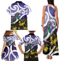 Kekeru New Zealand Matariki Family Matching Tank Maxi Dress and Hawaiian Shirt Kukupa Kowhai Maori New Year Purple Version LT14 - Polynesian Pride